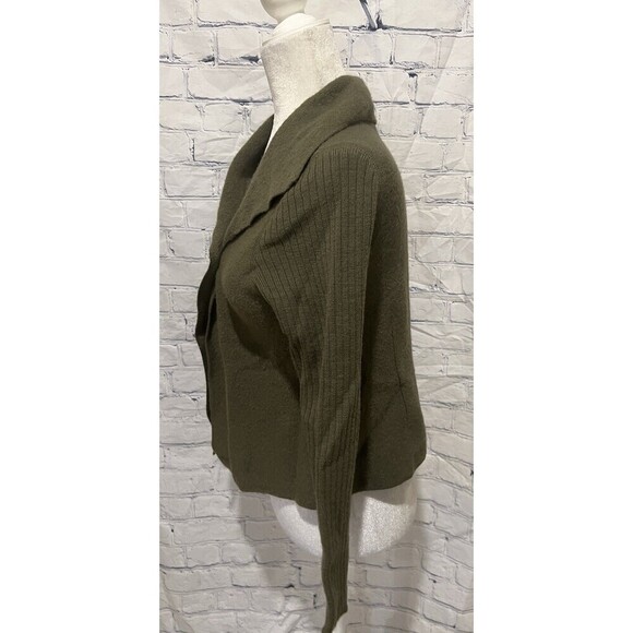 Mercer & Madison Cardigan Sweater Ladies Olive Green Wool Button Small Petite - Picture 3 of 6